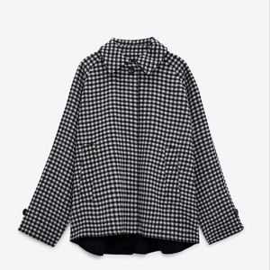 ZARA Oversized Black & White Wool Blend Coat | Shacket